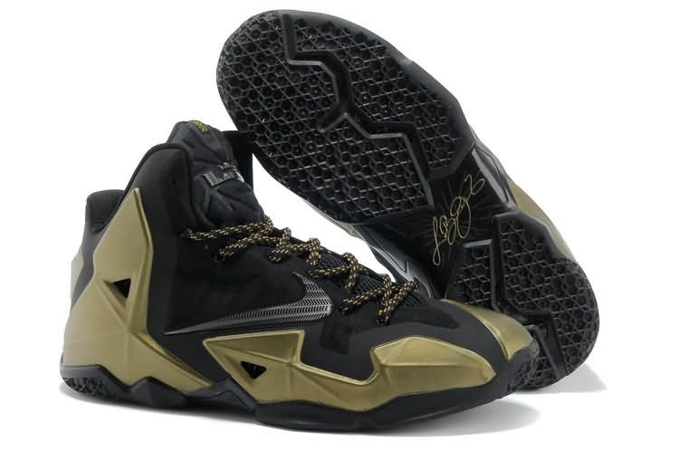 Fast Shipping Nike LeBron 11 Dark Gold Black